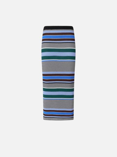 PINKO CALF-LENGTH STRIPED KNIT SLIM-FIT SKIRT