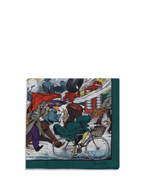Burberry Burberry Women Raining Cats And Dogs Silk Scarf