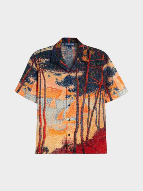 Vilebrequin Men Linen Bowling Shirt Voiles de Pin