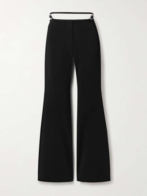 Belted stretch-jersey flared pants