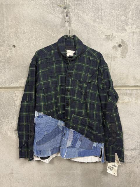 Greg Lauren $1600 Greg Lauren Green Stitchwork Boxy Jacket