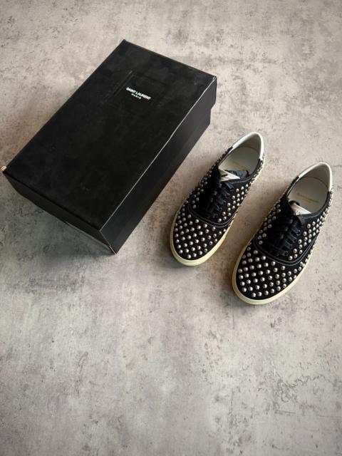SAINT LAURENT Saint Laurent Paris 15SS Black Studded Canvas Low-Top Sneakers by Hedi Slimane