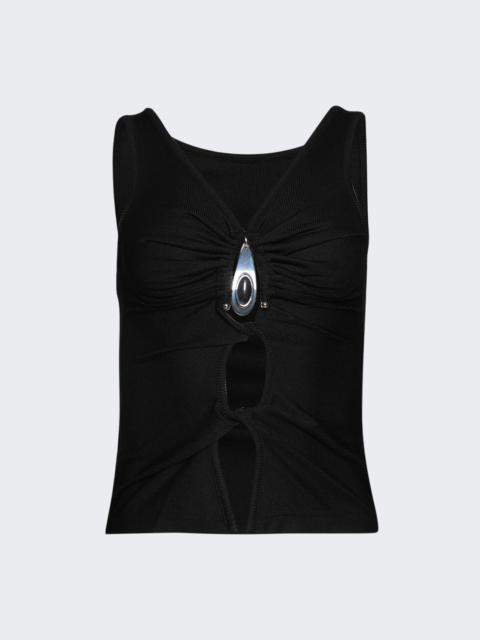 CHRISTOPHER ESBER Crystal Pendant Open Twist Tank Black