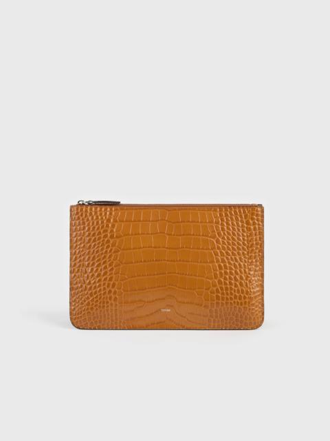 TOTEME Threefold croco-embossed clutch tangerine