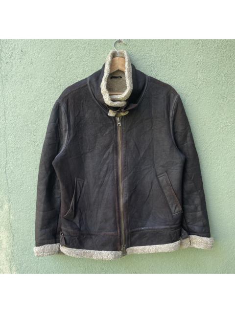 Other Designers Designer - Vintage LICORICE Sherpa Inside Zipper Leather Jacket