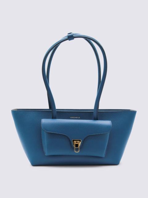 Other Designers Coccinelle Blue Leather Turnlock Pocket Shoulder Bag