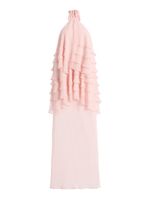THIRD FORM Gaia Tiered Chiffon Maxi Dress pink