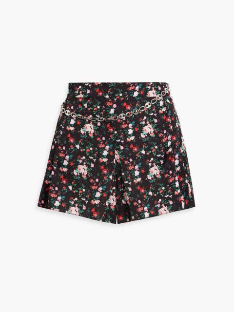 rabanne Chain-embellished floral-print crepe de chine shorts