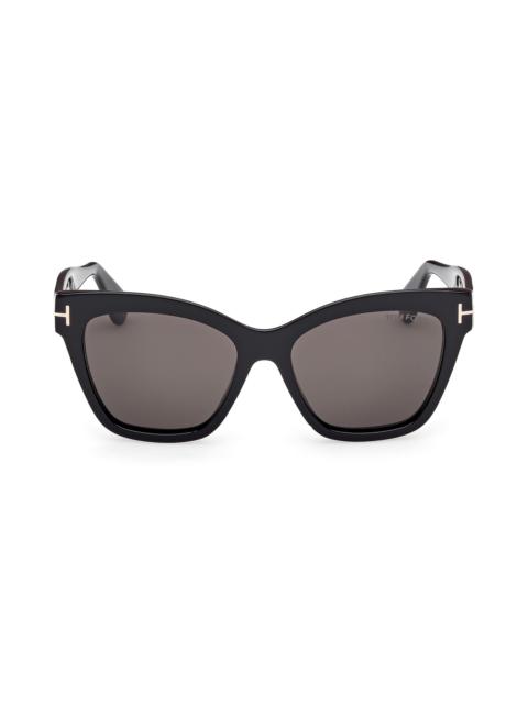 TOM FORD TOM FORD Elvira 55mm Butterfly Sunglasses in Shiny Black /Smoke at Nordstrom