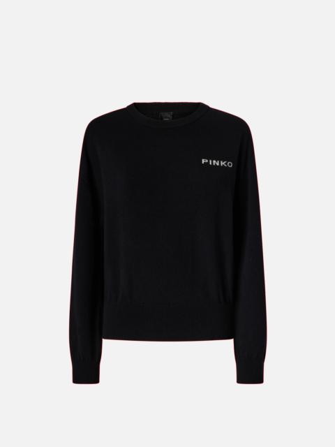 PINKO SWEATER WITH LOVE BIRDS MAXI-LOGO