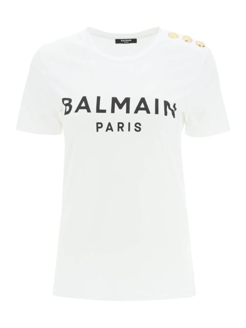 Balmain Logo T Shirt With Buttons