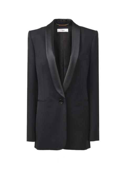 Chloé TUXEDO JACKET IN WOOL GRAIN DE POUDRE