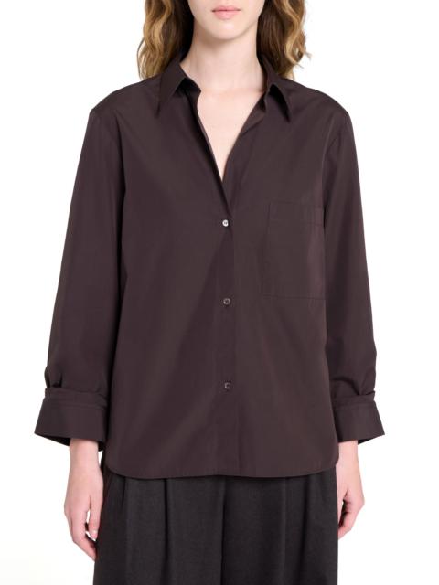 TWP TWP Next Morning Cotton Button-Up Shirt in Chocolate at Nordstrom