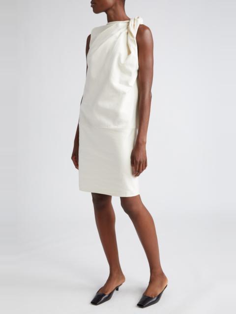 Totême TOTEME Shoulder Twist Satin Shift Dress in Ecru at Nordstrom