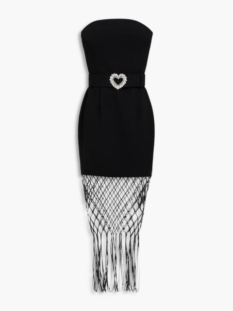 REBECCA VALLANCE Estelle fringed belted crepe maxi dress