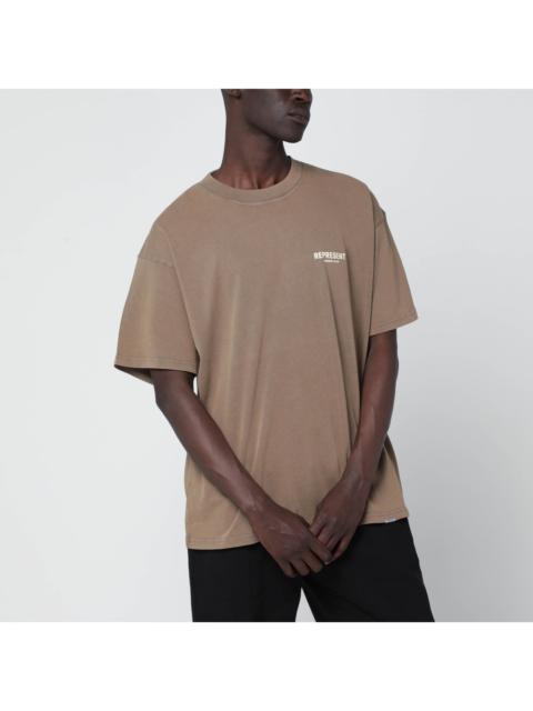 REPRESENT Represent Light Brown Cotton T-Shirt With Logo Men