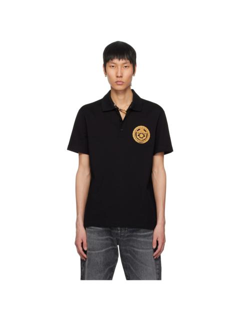 Black Embroidered Chain Crest Polo