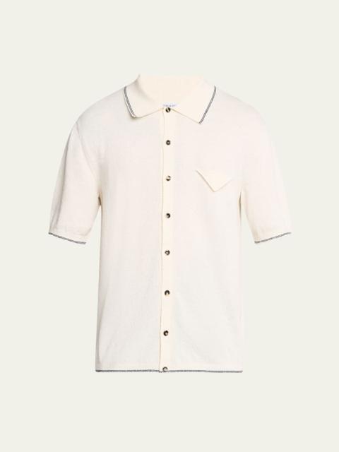 Bottega Veneta Men's Boucle Triangle Pocket Short-Sleeve Shirt