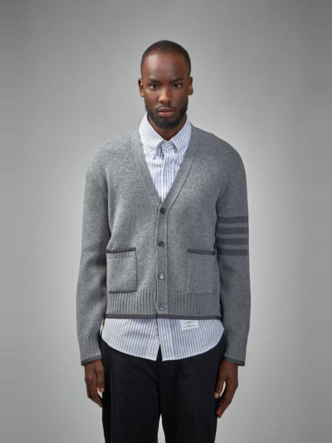 Thom Browne Milano Stitch V Neck Cardigan In Merino Wool
