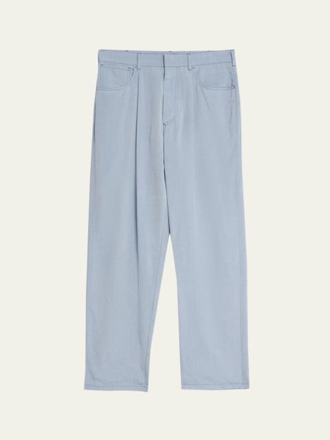 GIORGIO ARMANI Men's Denim-Dyed Silk Pleated Trousers