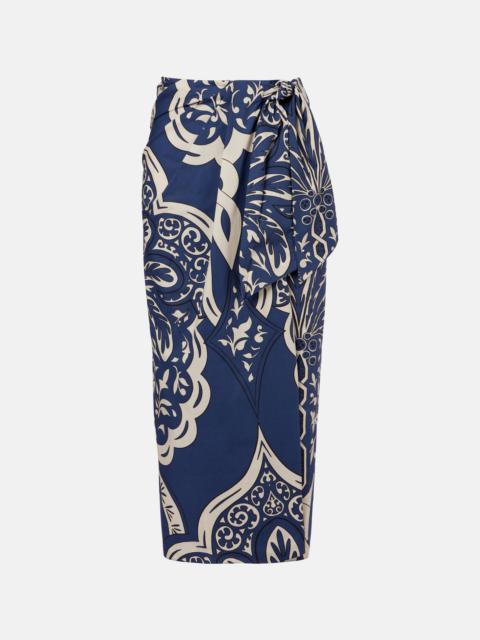 Johanna Ortiz Printed cotton poplin wrap skirt
