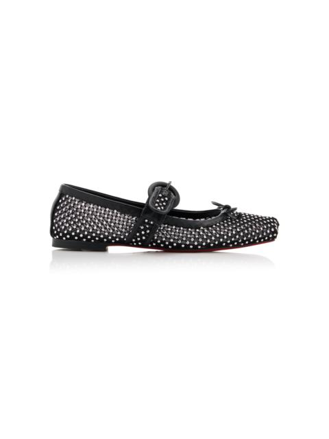 Christian Louboutin Mamastrapitina Crystal-Embellished Mesh Ballet Flats black