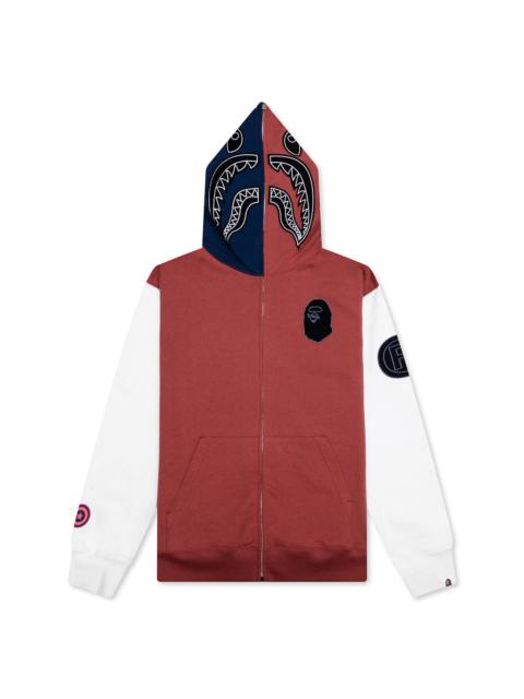 A BATHING APE® SHARK FULL ZIP HOODIE FRANCE - BURGUNDY