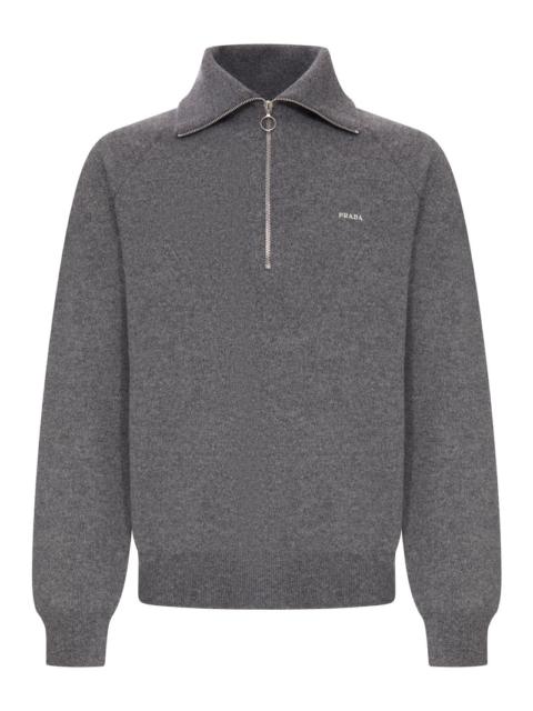 Prada Prada Men Knitted Polo Shirt With Prada Logo
