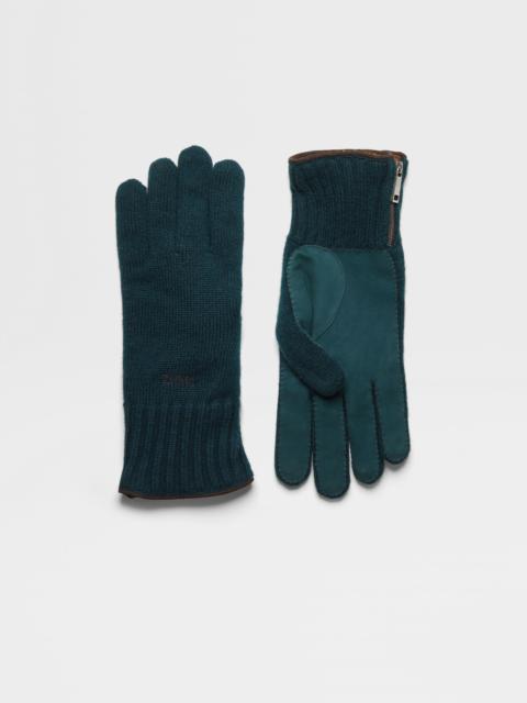 ZEGNA DARK GREEN OASI CASHMERE GLOVES