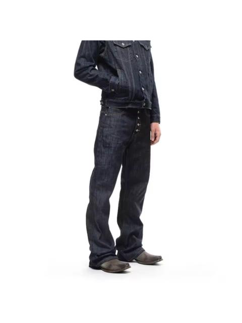 Other Designers Japanese Brand - Indigo Blue Wide Straight Leg Selvedge Raw Denim Jeans
