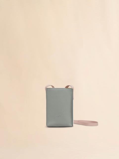 Marni GREY AND WHITE LEATHER MUSEO NANO BAG WITH MARNI SYMBOL EMBROIDERY