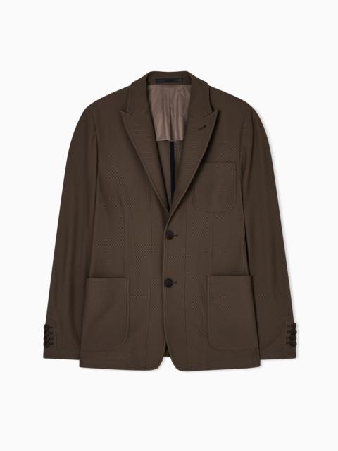 GIORGIO ARMANI SINGLE-BREASTED JACKET IN TECHNICAL WAFFLE FABRIC