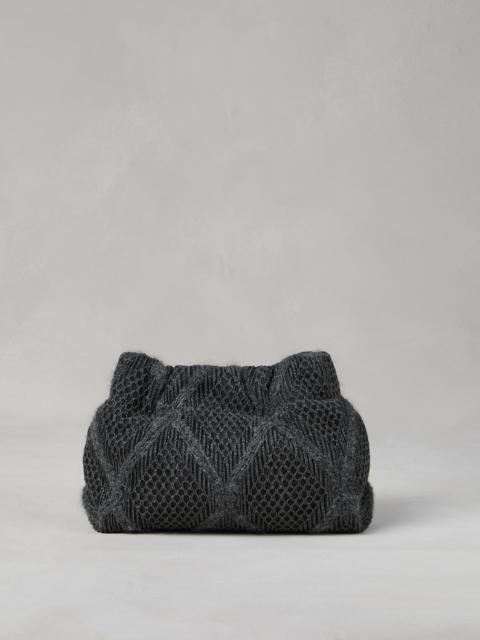 Brunello Cucinelli Precious Argyle Embroidery bag in virgin wool, mohair, cashmere and silk