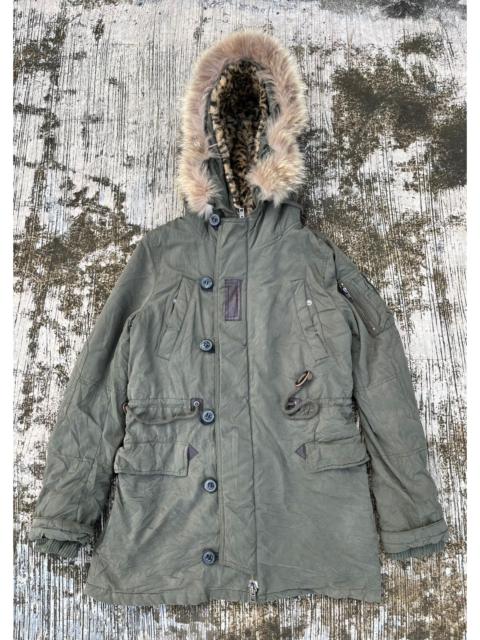 Other Designers Japanese Brand - Moussy parka jacket leopard sherpa lining fur jacket