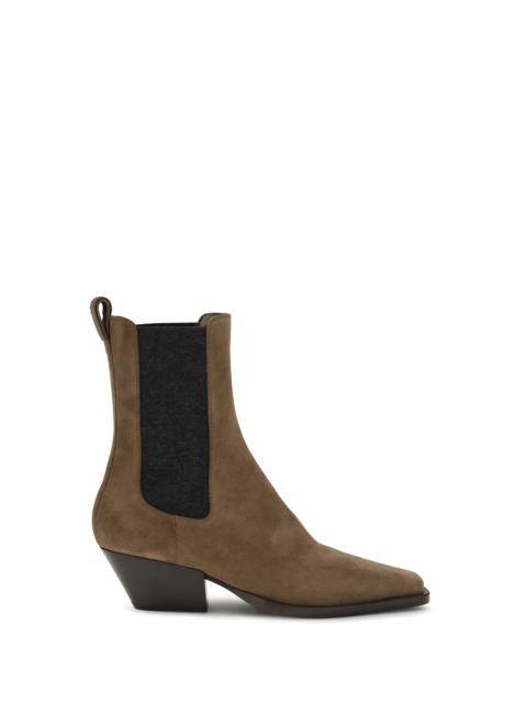 Brunello Cucinelli Brunello Cucinelli Suede Texan Ankle Boots Caramello