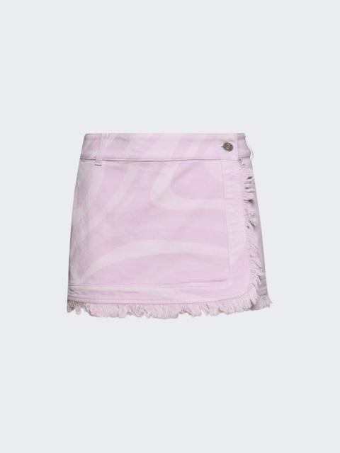 PUCCI Mamro Print Denim Mini Skirt Pink