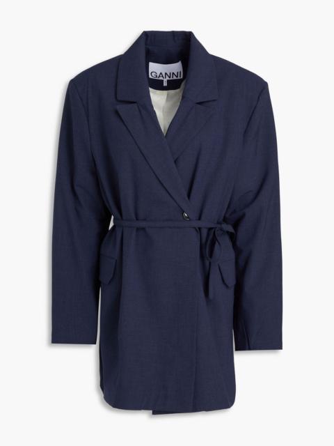 GANNI Double-breasted belted woven blazer