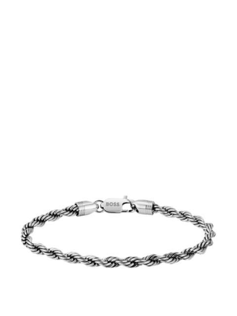 BOSS SILVER-TONE CUFF WITH ROPE-STYLE CHAIN