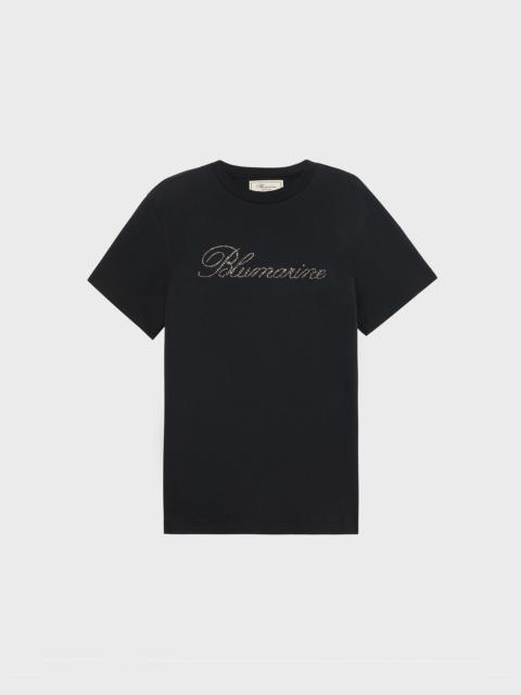 Blumarine JERSEY T-SHIRT WITH RHINESTONES LOGO