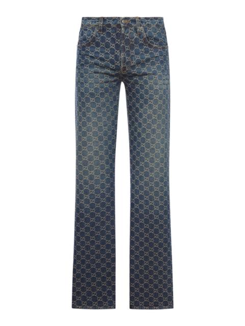 GUCCI Gucci Men Gg Jacquard Cotton Denim Trousers