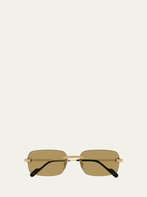Cartier Men's Rimless Rectangle Metal Sunglasses
