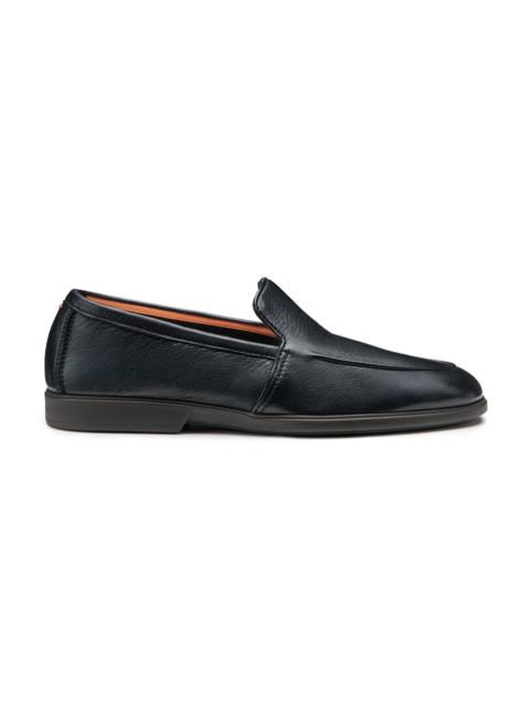 Santoni Men's black leather loafer