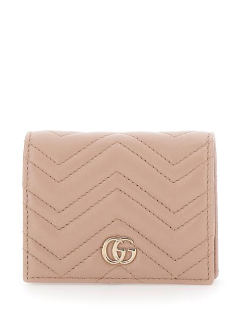 GUCCI Gucci Women Beige Card Holder With Gg Plaque On The Front In Leather Woman