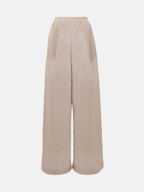 Linen and silk wide-leg pants