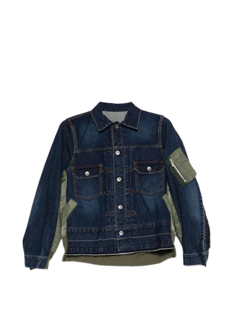 sacai Sacai Women Denim And Nylon Blouson Jacket