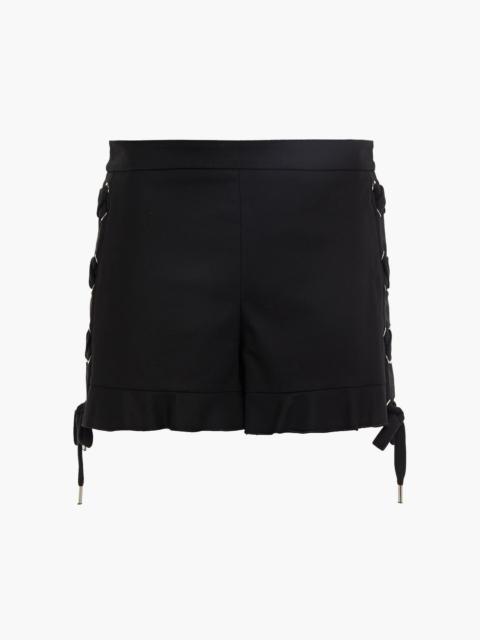 REDValentino Lace-up ruffled cotton-blend shorts