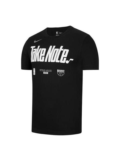 Nike NBA Utah Jazz Logo Alphabet Printing Width Loose Short Sleeve Men's Black DR5024-010