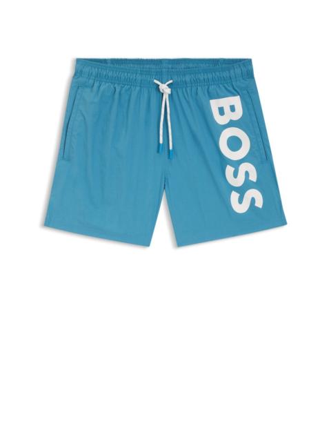 BOSS QUICK-DRY SWIM SHORTS WITH VERTICAL LOGO PRINT