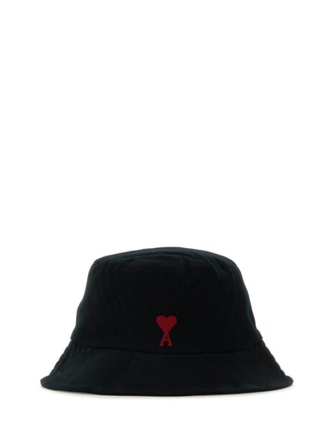 AMI Paris Black cotton bucket hat