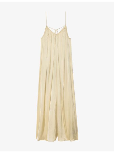 Zadig & Voltaire V-Neck Sleeveless Satin Maxi Dress